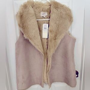 NWT Loft Fur/Faux Suede Reversible Vest